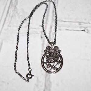 🌹 Gunmetal Rose Pendant Necklace 18" Chain | “I Love You Mother” Inscription |